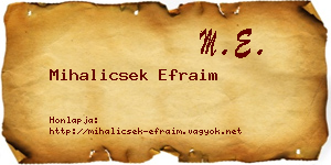 Mihalicsek Efraim névjegykártya